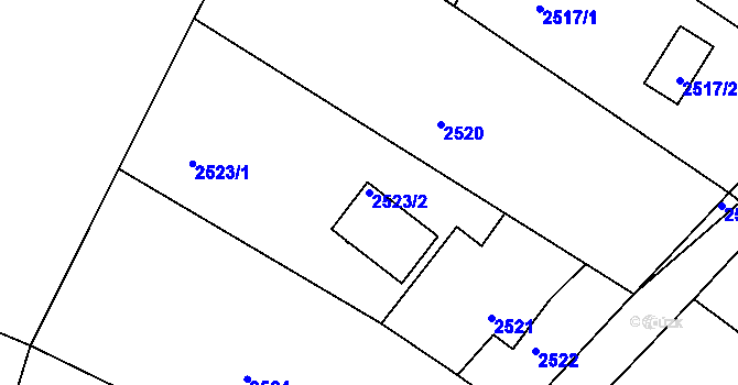 Parcela st. 2523/2 v KÚ Kamenice nad Lipou, Katastrální mapa