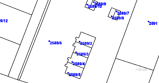 Parcela st. 2589/2 v KÚ Kamenice nad Lipou, Katastrální mapa