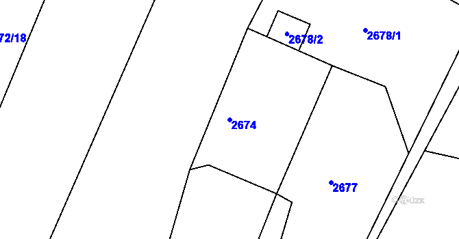 Parcela st. 2674 v KÚ Kamenice nad Lipou, Katastrální mapa