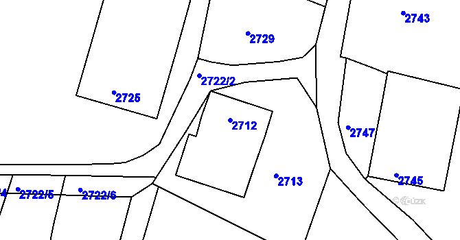 Parcela st. 2712 v KÚ Kamenice nad Lipou, Katastrální mapa
