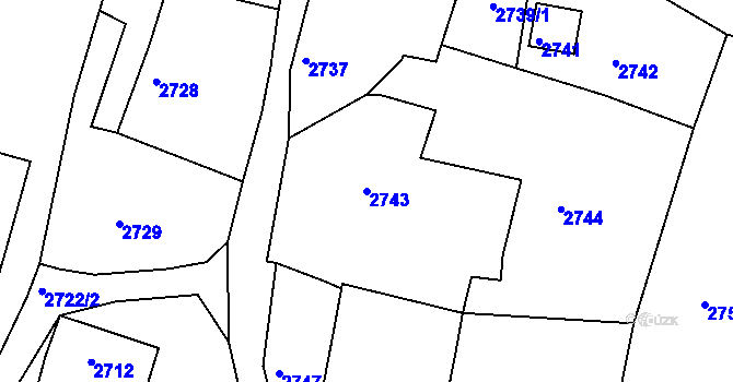 Parcela st. 2743 v KÚ Kamenice nad Lipou, Katastrální mapa