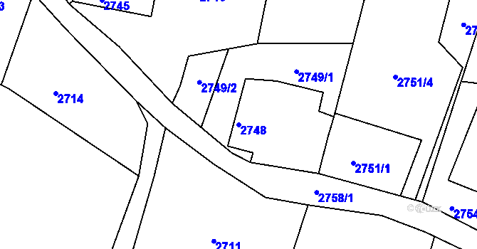 Parcela st. 2748 v KÚ Kamenice nad Lipou, Katastrální mapa