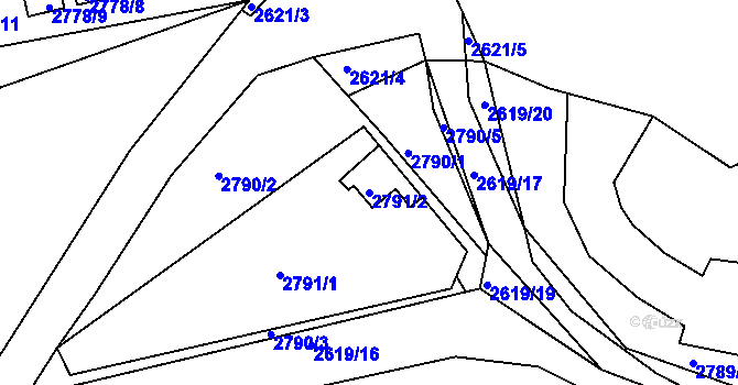 Parcela st. 2791/2 v KÚ Kamenice nad Lipou, Katastrální mapa
