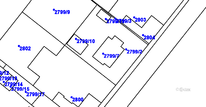 Parcela st. 2799/7 v KÚ Kamenice nad Lipou, Katastrální mapa