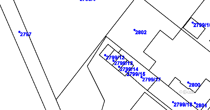 Parcela st. 2799/12 v KÚ Kamenice nad Lipou, Katastrální mapa