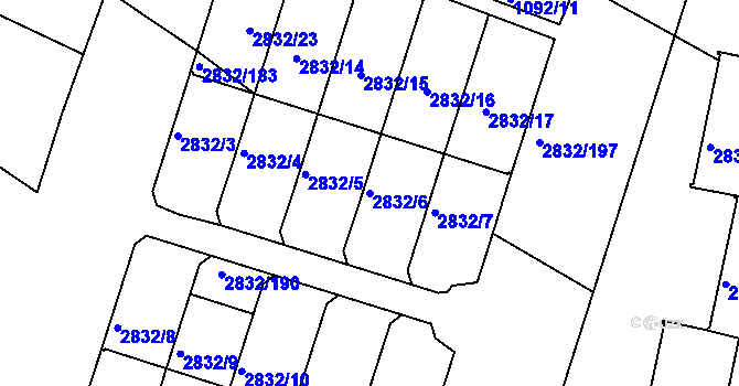 Parcela st. 2832/6 v KÚ Kamenice nad Lipou, Katastrální mapa