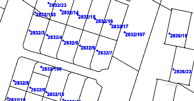 Parcela st. 2832/7 v KÚ Kamenice nad Lipou, Katastrální mapa
