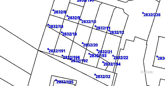 Parcela st. 2832/20 v KÚ Kamenice nad Lipou, Katastrální mapa
