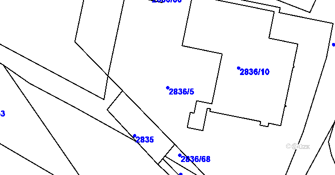 Parcela st. 2836/5 v KÚ Kamenice nad Lipou, Katastrální mapa