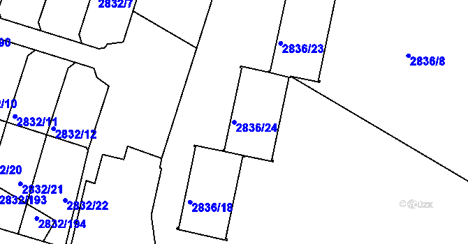 Parcela st. 2836/24 v KÚ Kamenice nad Lipou, Katastrální mapa
