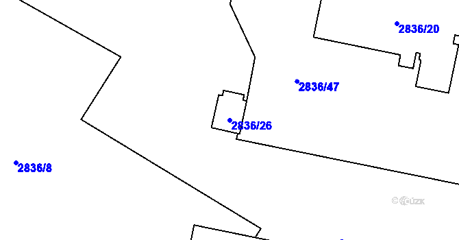 Parcela st. 2836/26 v KÚ Kamenice nad Lipou, Katastrální mapa