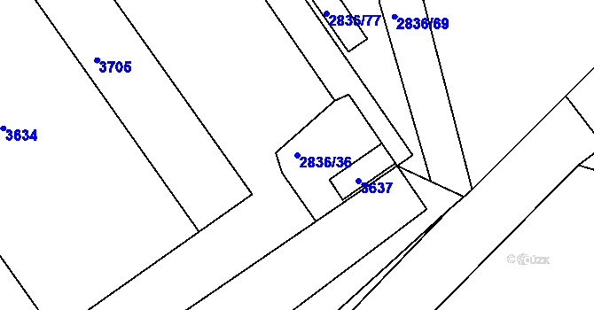 Parcela st. 2836/36 v KÚ Kamenice nad Lipou, Katastrální mapa