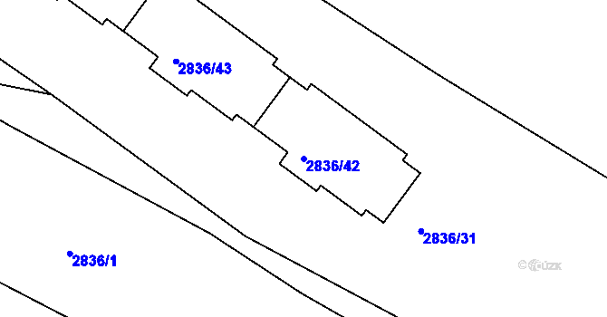 Parcela st. 2836/42 v KÚ Kamenice nad Lipou, Katastrální mapa