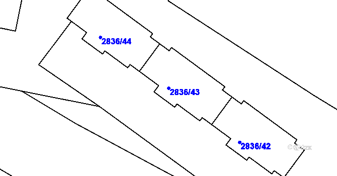 Parcela st. 2836/43 v KÚ Kamenice nad Lipou, Katastrální mapa