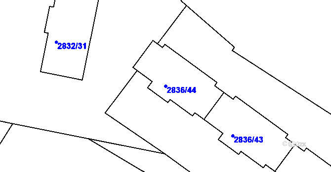 Parcela st. 2836/44 v KÚ Kamenice nad Lipou, Katastrální mapa