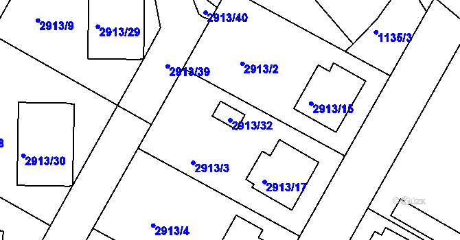 Parcela st. 2913/32 v KÚ Kamenice nad Lipou, Katastrální mapa