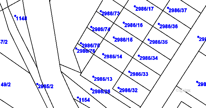 Parcela st. 2986/14 v KÚ Kamenice nad Lipou, Katastrální mapa