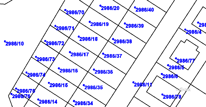 Parcela st. 2986/37 v KÚ Kamenice nad Lipou, Katastrální mapa