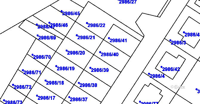 Parcela st. 2986/40 v KÚ Kamenice nad Lipou, Katastrální mapa