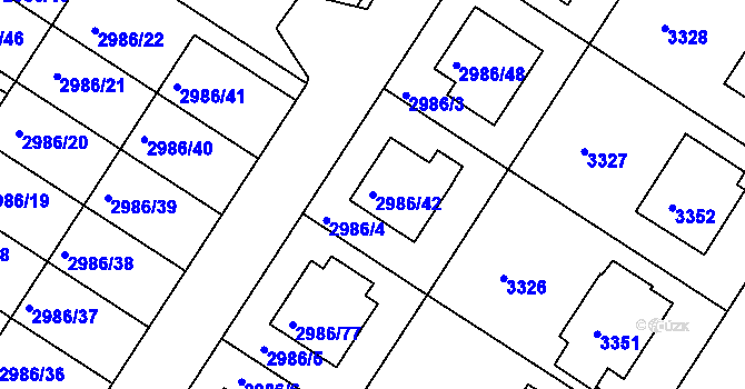 Parcela st. 2986/42 v KÚ Kamenice nad Lipou, Katastrální mapa