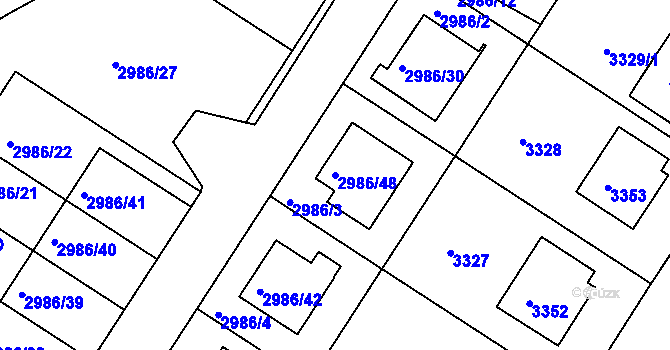 Parcela st. 2986/48 v KÚ Kamenice nad Lipou, Katastrální mapa