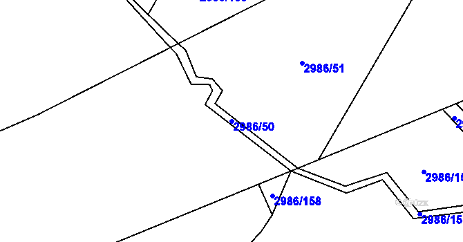 Parcela st. 2986/50 v KÚ Kamenice nad Lipou, Katastrální mapa