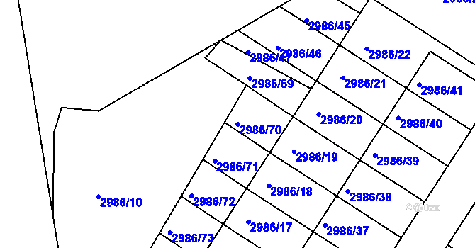 Parcela st. 2986/70 v KÚ Kamenice nad Lipou, Katastrální mapa
