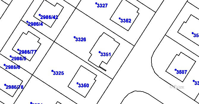 Parcela st. 3351 v KÚ Kamenice nad Lipou, Katastrální mapa