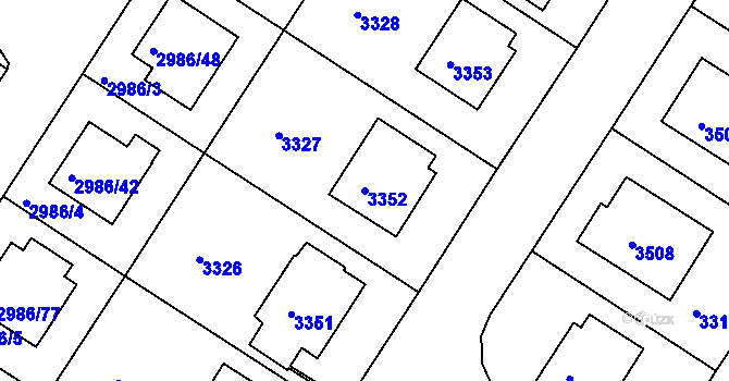 Parcela st. 3352 v KÚ Kamenice nad Lipou, Katastrální mapa