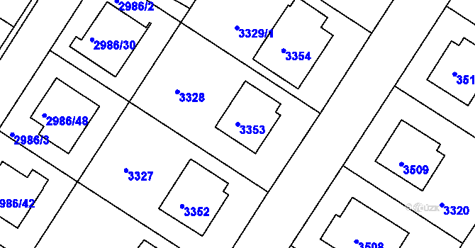 Parcela st. 3353 v KÚ Kamenice nad Lipou, Katastrální mapa