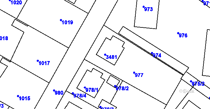 Parcela st. 3481 v KÚ Kamenice nad Lipou, Katastrální mapa