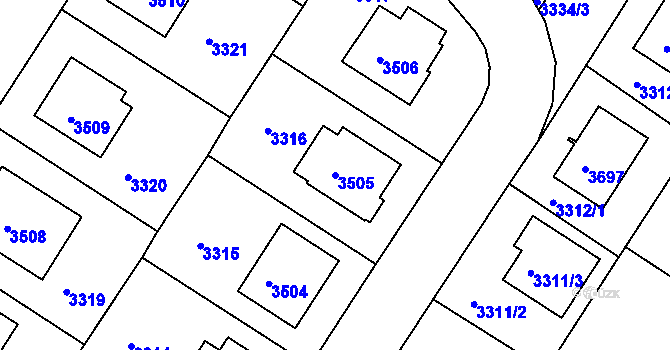 Parcela st. 3505 v KÚ Kamenice nad Lipou, Katastrální mapa