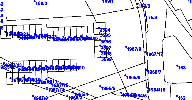 Parcela st. 3598 v KÚ Kamenice nad Lipou, Katastrální mapa