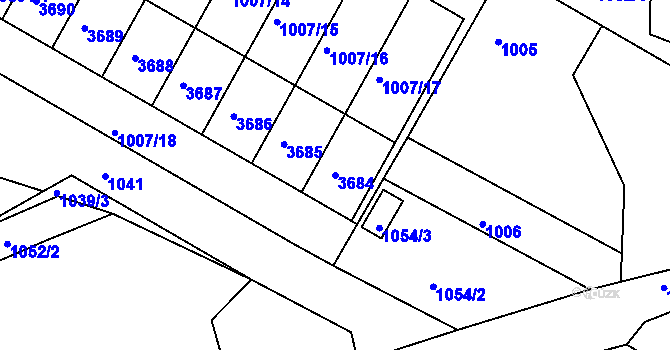 Parcela st. 3684 v KÚ Kamenice nad Lipou, Katastrální mapa