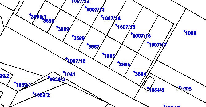 Parcela st. 3686 v KÚ Kamenice nad Lipou, Katastrální mapa
