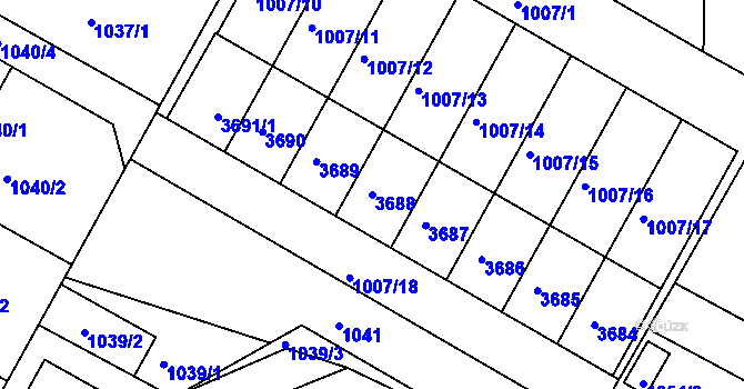 Parcela st. 3688 v KÚ Kamenice nad Lipou, Katastrální mapa