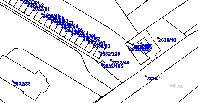 Parcela st. 2832/230 v KÚ Kamenice nad Lipou, Katastrální mapa