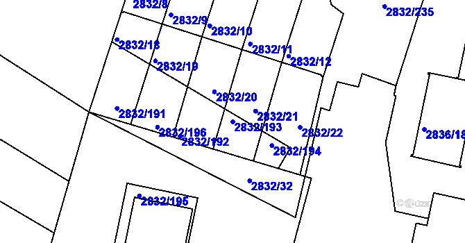 Parcela st. 2832/193 v KÚ Kamenice nad Lipou, Katastrální mapa