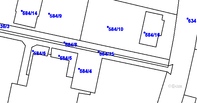 Parcela st. 584/15 v KÚ Kamenice nad Lipou, Katastrální mapa