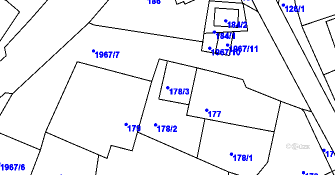 Parcela st. 178/3 v KÚ Kamenice nad Lipou, Katastrální mapa