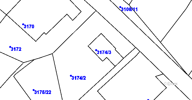 Parcela st. 3174/3 v KÚ Kamenice nad Lipou, Katastrální mapa
