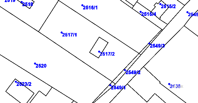 Parcela st. 2517/2 v KÚ Kamenice nad Lipou, Katastrální mapa
