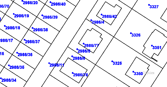 Parcela st. 2986/77 v KÚ Kamenice nad Lipou, Katastrální mapa