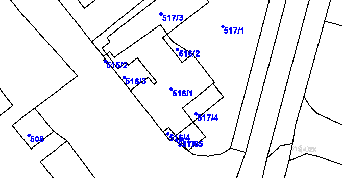 Parcela st. 516/1 v KÚ Kamenice nad Lipou, Katastrální mapa