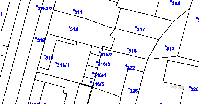 Parcela st. 316/2 v KÚ Kamenice nad Lipou, Katastrální mapa