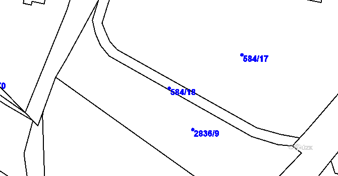 Parcela st. 584/18 v KÚ Kamenice nad Lipou, Katastrální mapa