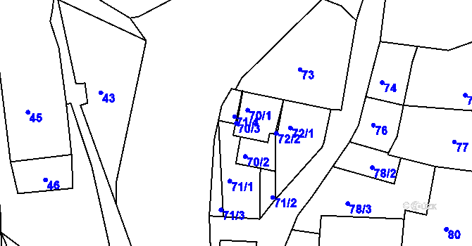 Parcela st. 70/3 v KÚ Kamenice nad Lipou, Katastrální mapa