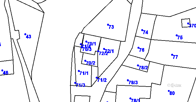 Parcela st. 72/2 v KÚ Kamenice nad Lipou, Katastrální mapa