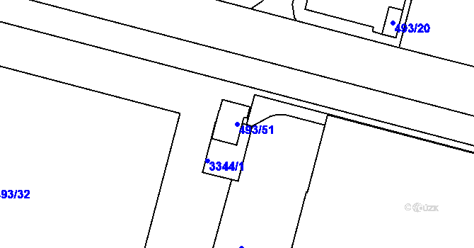 Parcela st. 493/51 v KÚ Kamenice nad Lipou, Katastrální mapa