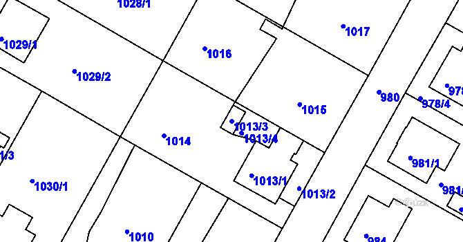 Parcela st. 1013/3 v KÚ Kamenice nad Lipou, Katastrální mapa